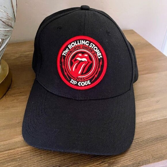 The Rolling Stones Zip Code 2015 North America Hat Black & Red Adjustable Cap - Picture 1 of 4
